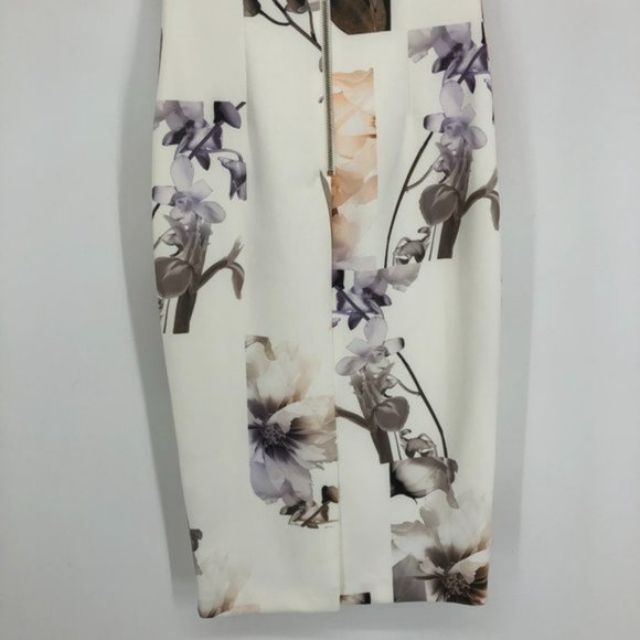 Ted Baker Sadie White Floral Off Shoulder Midi Pencil Dress NWT size 1 XS S - Picture 8 of 16